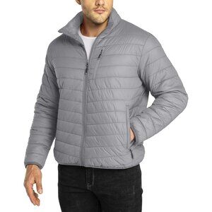 Men's Mid Grey Polyester Breatheable Comfortable Lightweight Puffer Jacket